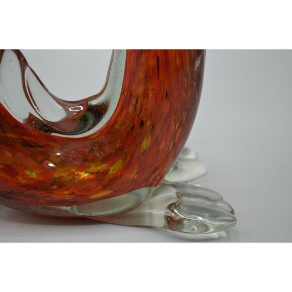 Blown Glass Rooster Figurine Red Clear Chicken Italian Style Vtg Handmade 9" - Picture 7 of 10